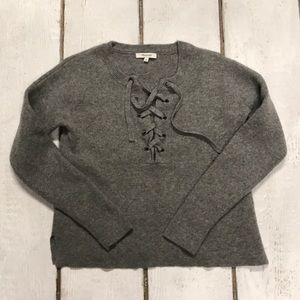 Madewell Gray Lace-Up Sweater